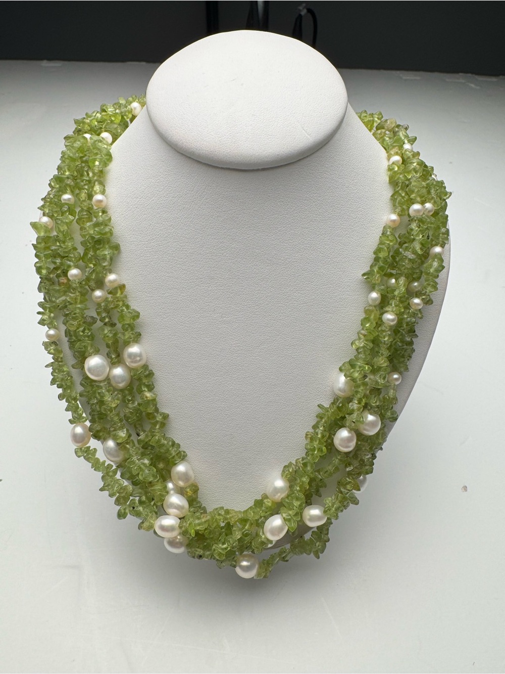 Peridot and Pearl Multi-Strand Necklace